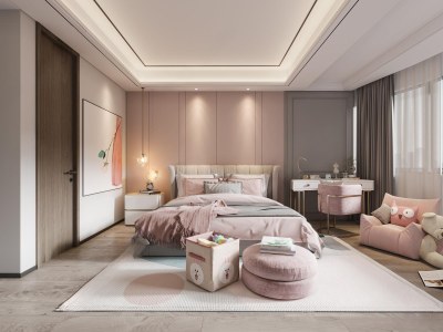 现代女孩房3D模型下载